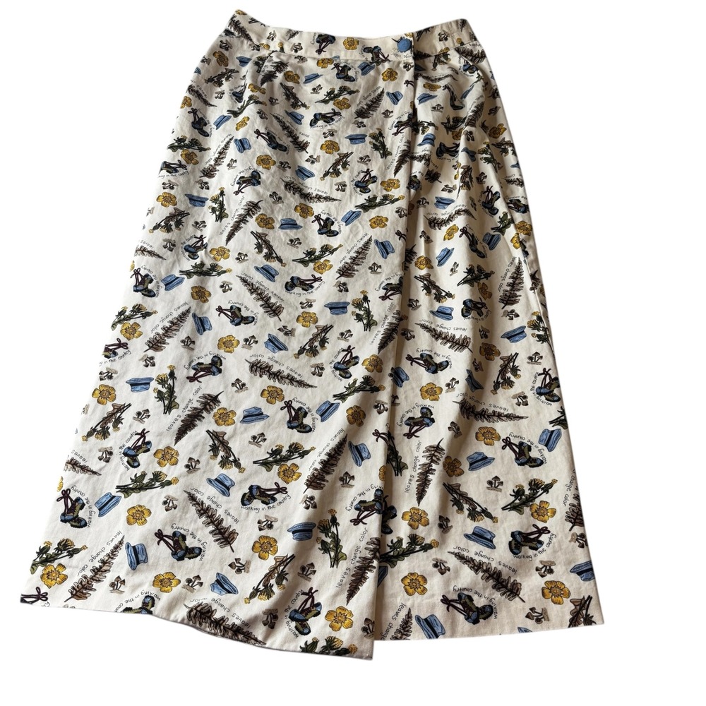 Marisa Canvas Women's Size 10 Cream All Over Print Midi Skirt Walking Country